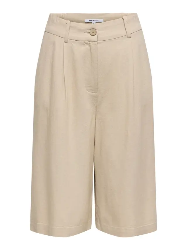 Only Onlgoa Λινό Σορτς Ψηλόμεσο Μακρύ Tailored Γραμμή Μπεζ