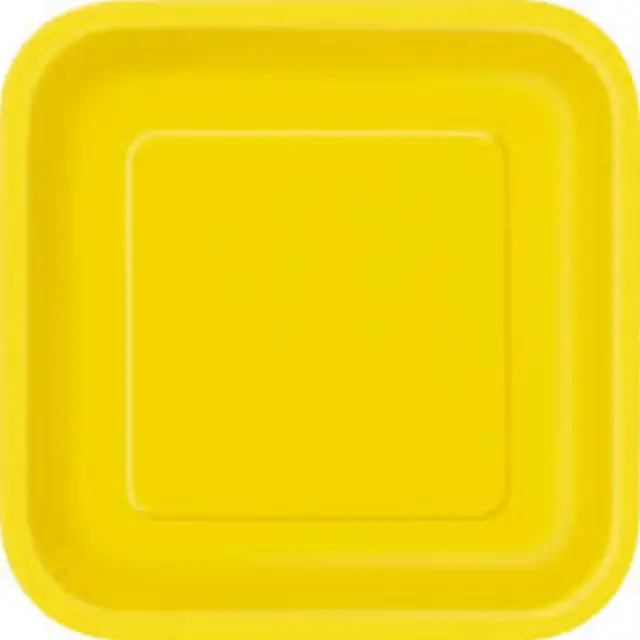 Πιάτα χάρτινα τετράγωνα 18 εκ. Neon Yellow / Κίτρινο / 16 τεμ.