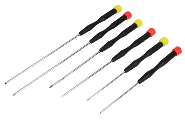 Screwdriver precision set 6 pieces extra long