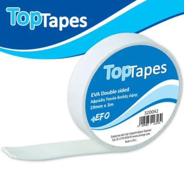 Ταινία Διπλής Όψης Αφρώδη TopTapes 19mmx3m