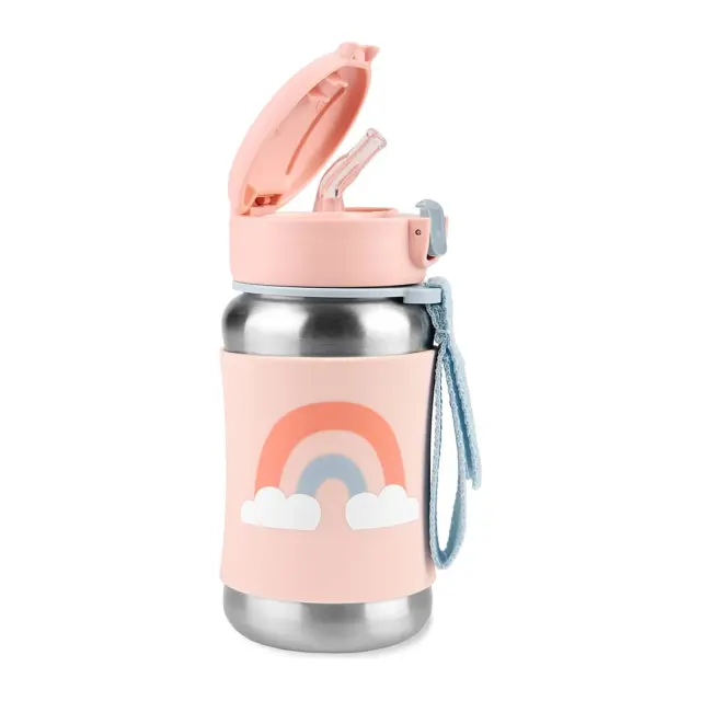 Skip Hop Spark Style Ανοξείδωτο Παγούρι με Καλαμάκι 350ml Rainbow Pink 2