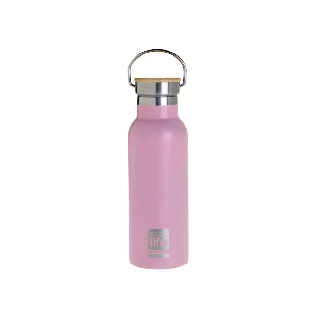 Ροζ Μεταλλικό Θερμός 500ml-Bamboo Lid - Eco Life