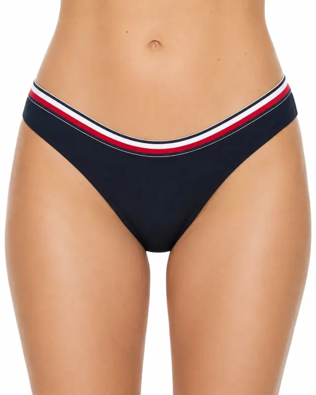 Tommy Hilfiger Γυναικείο Σκούρο Μπλε Bikini Slip με Ριγέ Λάστιχο - XS 2