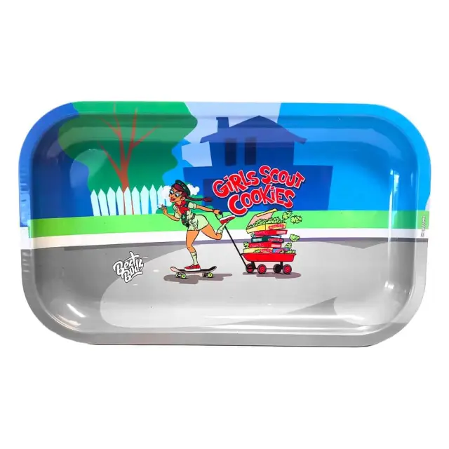 Best Buds Girl Scout Cookies Metal Rolling Tray Long 16×27 cm