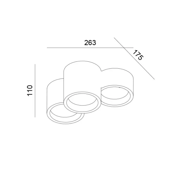 AcaLights ΓΥΨΙΝΟ 3 ΣΤΡΟΓΓΥΛA Φ/Σ ΟΡΟΦΗΣ ΦΥΣΙΚΟ 260*170*150 GENI 3*GX53 3