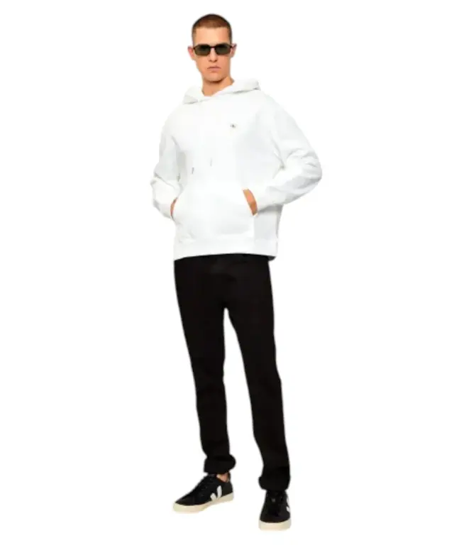 Calvin Klein - Φούτερ Cotton Terry Badge Hoodie LV04RC274G-YAF Λευκό 3