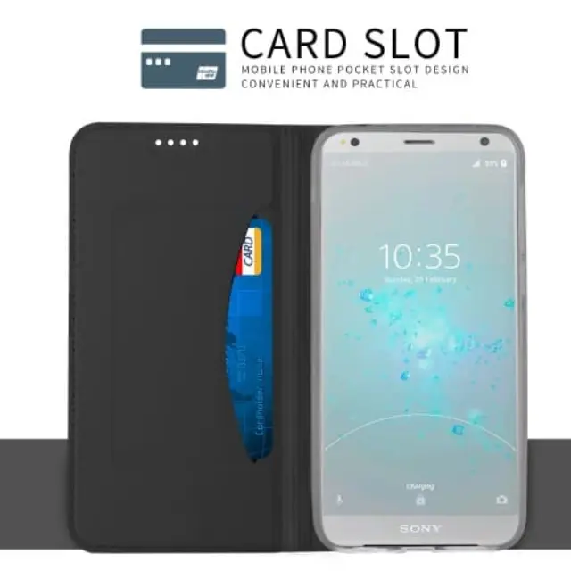 Θήκη Book με Δυνατότητα Υποδοχής Kαρτών & Stand για Sony Xperia XZ2 Compact Black 3