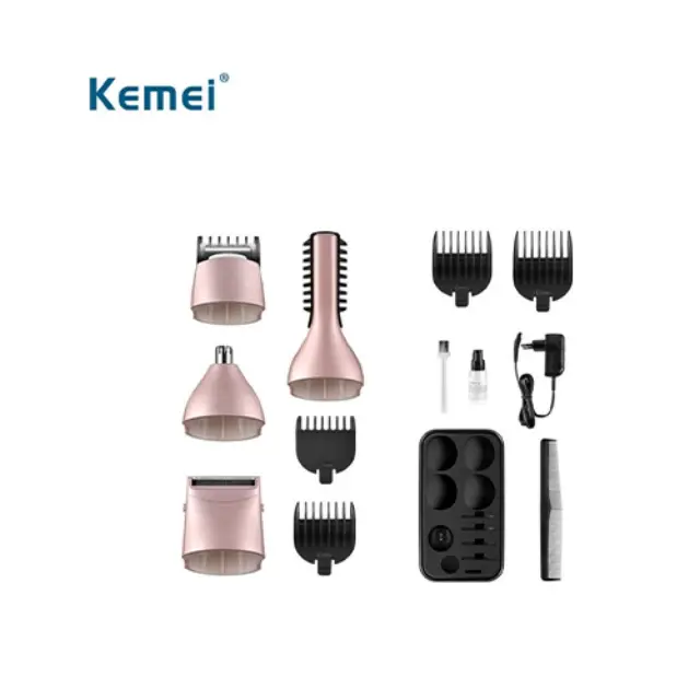 Kemei KM-1015 Σετ Επαναφορτιζόμενης Κουρευτικής Μηχανής Ροζ 3