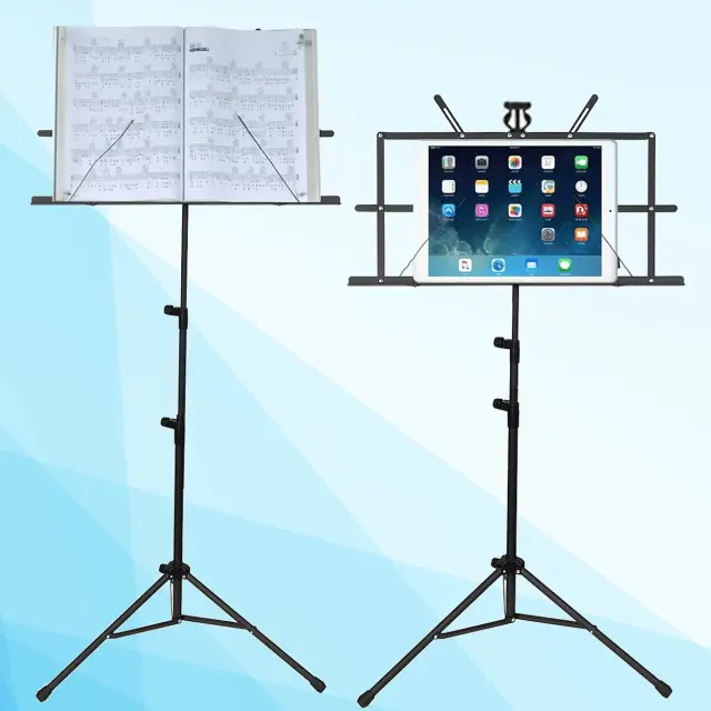 SUPRIMO D1 music stand sheet holder tripod adjustable foldable cover set 65-130 cm up to 12 kg 3