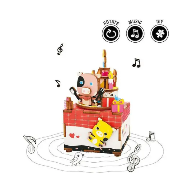 Robotime DIY Ξύλινο Μουσικό Κουτί / 3D Wooden Puzzle Music Box: Happy Birthday