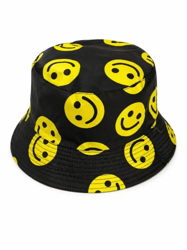 Ghetto Smiley Bucket Hat Black Yellow – Adult Size | Polyester / Cotton