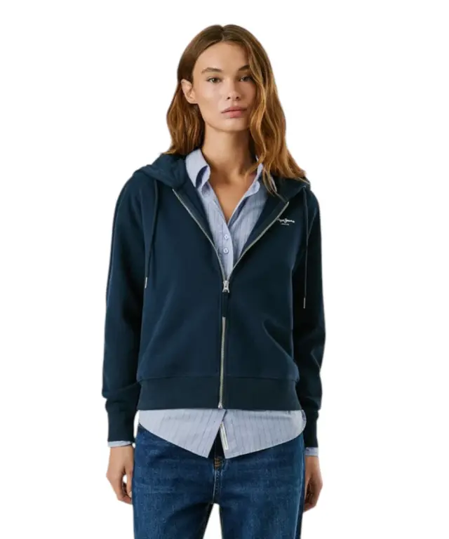 Pepe Jeans - Γυναικεία Ζακέτα Φούτερ Hoodie With Zip PL5800028-594 Μπλε - XS