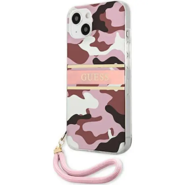 Guess Camo Strap Back Cover Σιλικόνης Ροζ (iPhone 13 mini)