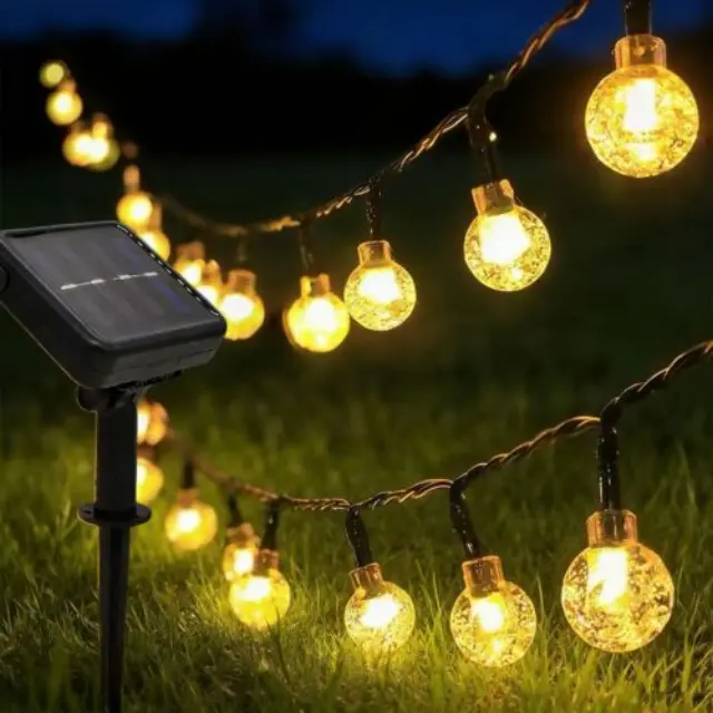 50 Ακρυλικές Μπάλες LED, Ηλιακές, Λευκό Θερμό, με Controller IP44 8m 93-4056