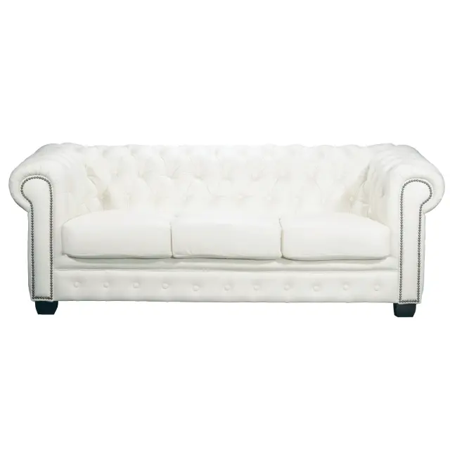 Καναπές Τριθέσιος CHESTERFIELD Leather Άσπρο 201x92x72cm