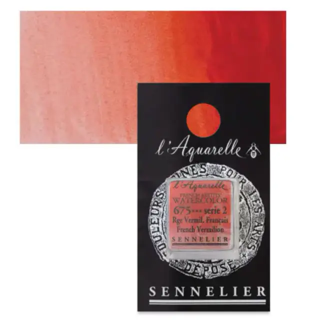 Χρώμα Ακουαρέλας Sennelier l Aquarelle Half Pan - 675 French Vermilion