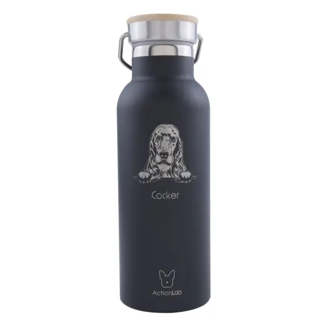 Eco Life Bamboo Thermos Μαύρο Cocker 370ml Μαύρο