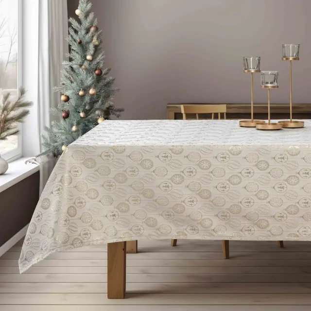 Beauty Home ΤΡΑΠΕΖΟΜΑΝΤΗΛΟ ΖΑΚΑΡ ΧΡΙΣΤΟΥΓΕΝΝΙΑΤΙΚΕΣ ΜΠΑΛΕΣ 135 x 135 cm 2