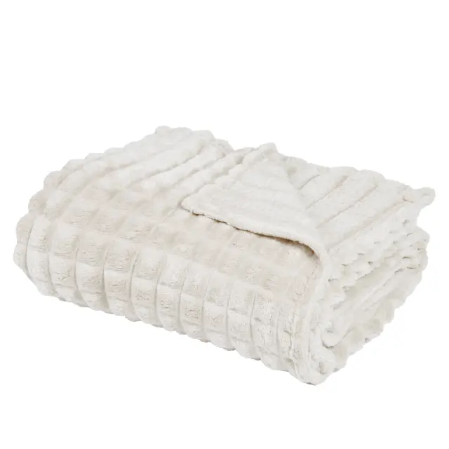 Κουβέρτα Καναπέ 130x170 330gsm Fleece Das Home 1386 White 100% Πολυέστερ 2