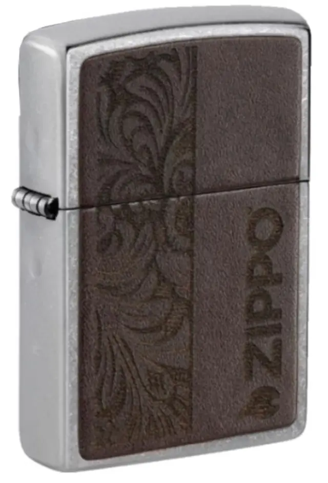 ZIPPO Αναπτήρας - Street Chrome Brown Leather Logo (46920)