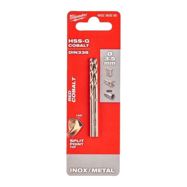 Τρυπάνια Κοβαλτίου HSS-G 3.5mm DIN338 MILWAUKEE RED COBALT Σετ 2Τμχ 2