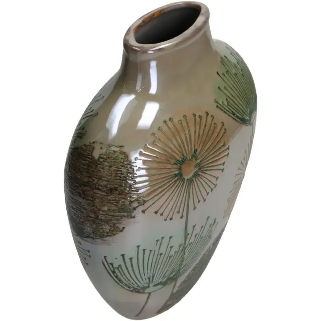 Βάζο Οβάλ Taupe Κεραμικό 23x12x24cm 3