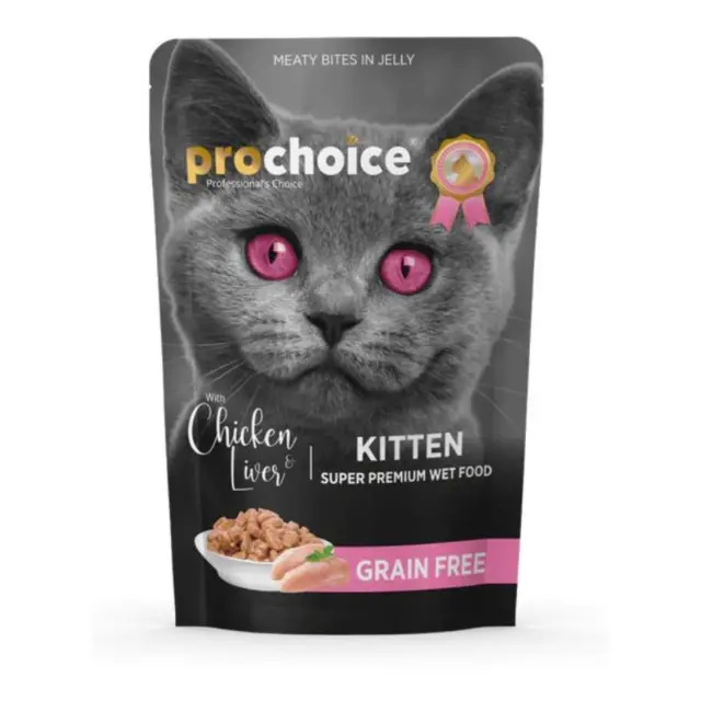 Υγρή Τροφή Γάτας Prochoice Pouch Kitten Κοτόπουλο - Συκώτι 85gr