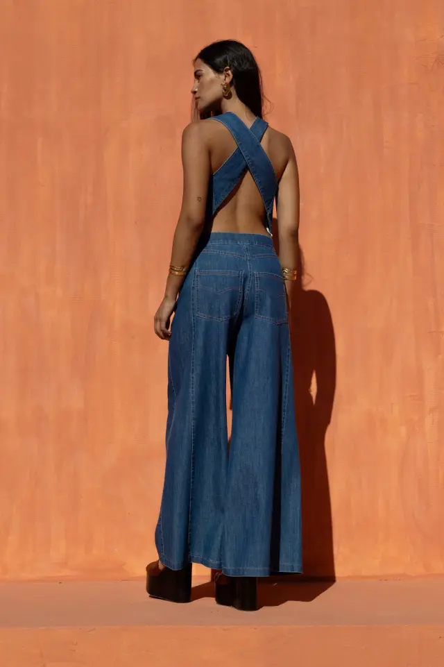 NEMA RESORT WEAR WIDE-LEG TROUSERS (15104N102-BLUE-DENIM) - M 2