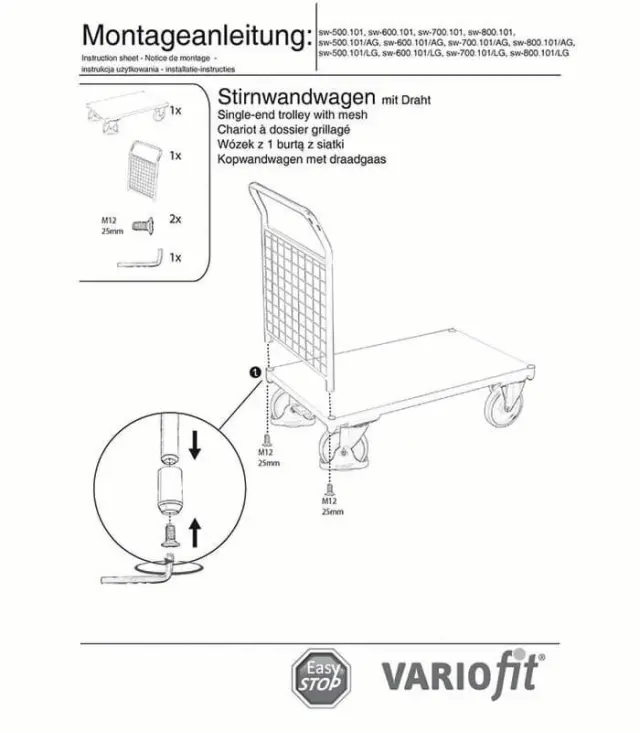Variofit sw-800.101/AG Τρόλεϊ Μεταφοράς για Φορτίο Βάρους ως 500kg 3