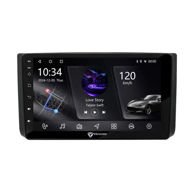 VenCore Οθόνη Multimedia Android 15 9" PX5S Octa-Core 2GB/32GB IPS με Πρόσοψη, CarPlay, Android Auto και Υποστήριξη Κάμερας 360° για Chevrolet Aveo 2006-2010 – Μαύρη (3236-10005-0725B) 2