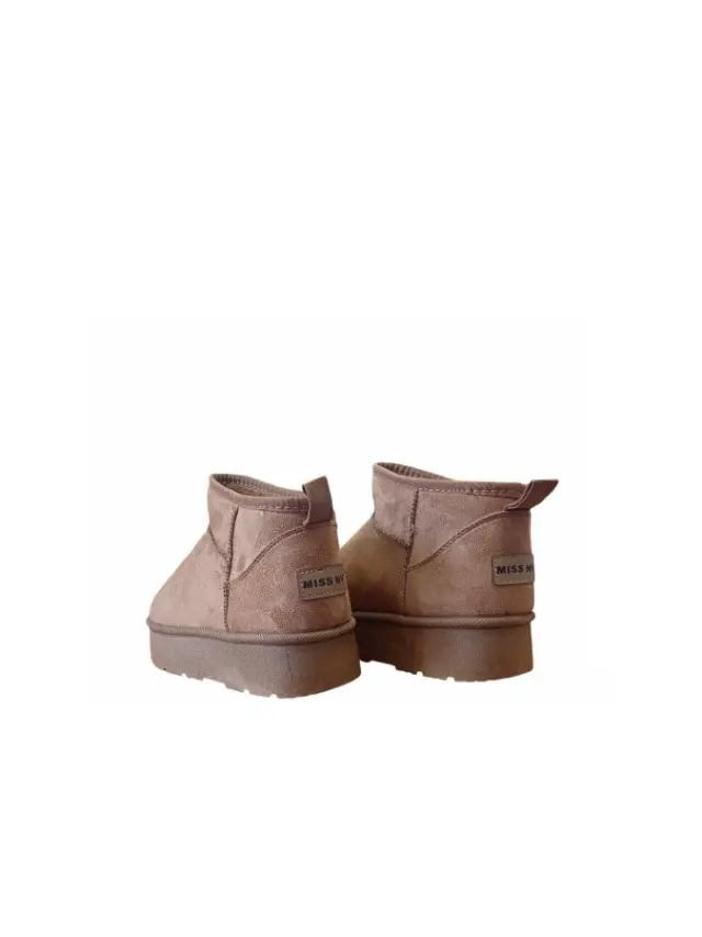 Envie Shoes Suede Γυναικεία Μποτάκια Αστραγάλου με Γούνα Μπεζ S41-20479-36 3