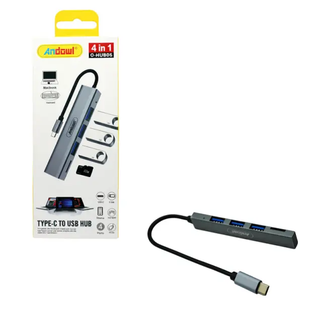 Andowl Αντάπτορας Hub Type-C σε 4 Θύρες USB 3.0 4 in 1 Q-HU806 - Hub Adapter 4 in 1 51025