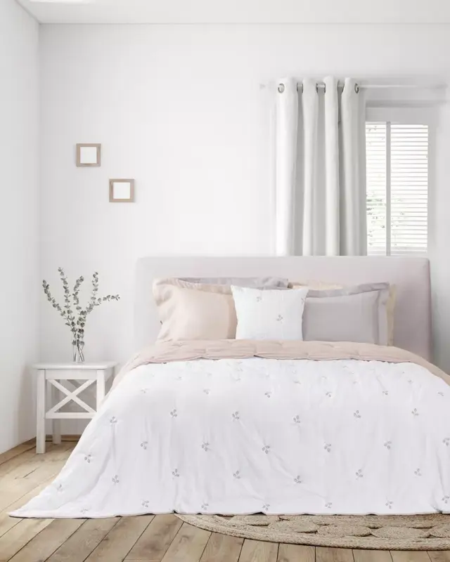 Κουβερλί 220x240 Υπέρδιπλο Nima Amelia Σομόν-Λευκό 100% Microfiber