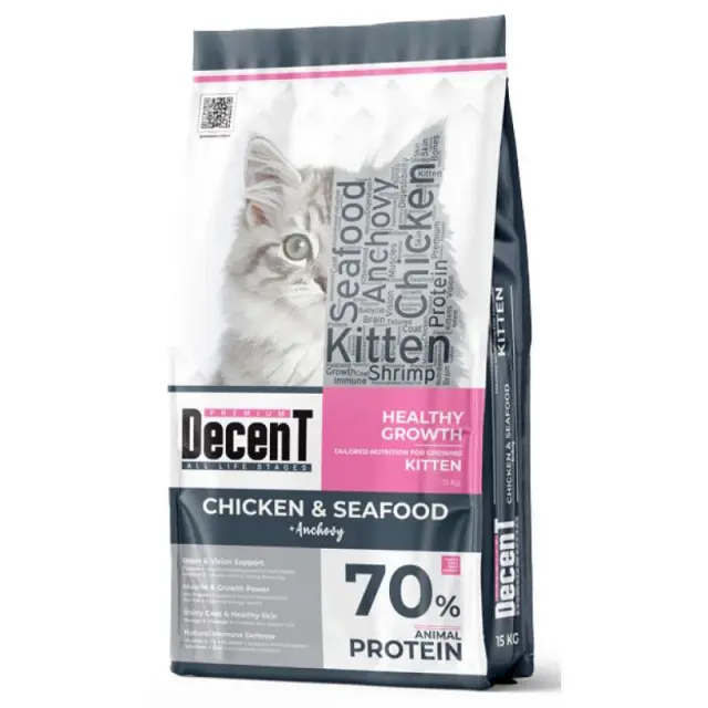 Decent Ξηρά Τροφή Γάτας Kitten 15kg Μονόχρωμο