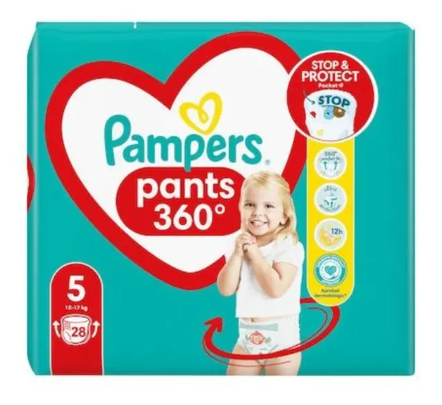 Pampers Pants Πάνα-βρακάκι Μέγεθος 5 (12kg - 17kg), 28 τεμάχια
