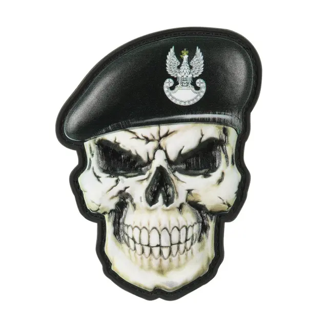 M-Tac Patch Skull in Beret Poland (Armed Forces)-Σήμα Skull in Beret - 01-Black-Μαύρο