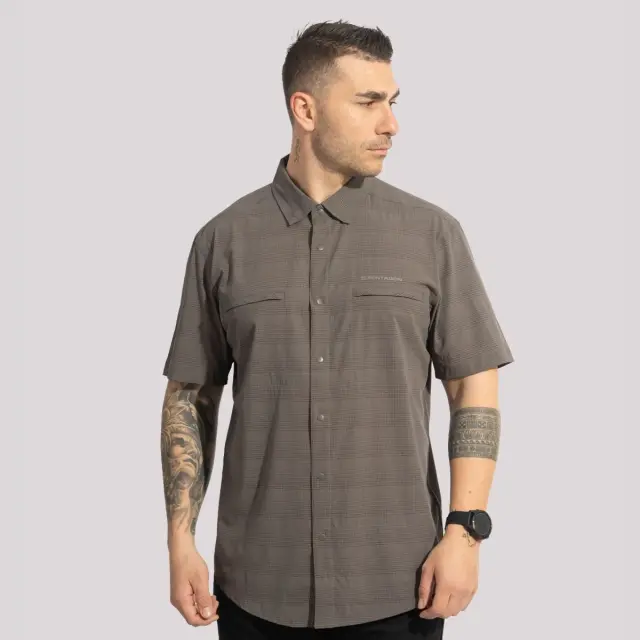 Pentagon Ripple Shirt Short-Πουκάμισο Κοντομάνικο για Τακτική-Καθημερινή Χρήση - 01-Black-Μαύρο 3
