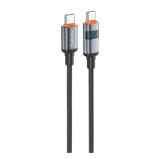 Καλώδιο Σύνδεσης USB 2.0 Foneng X116 Power Display Aluminum Alloy Braided USB C σε USB C 60W 1.2m Μαύρο N68701