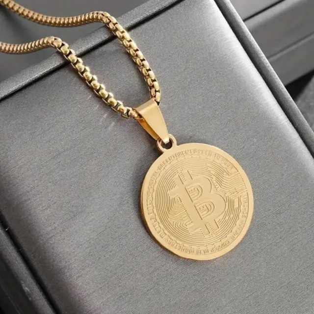 Ghetto Bitcoin Pendant SS Necklace 3