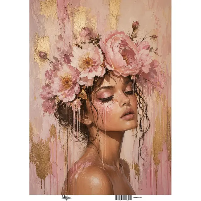 Ριζόχαρτο Maja's Memories, 30x42cm, Πορτρέτο με ροζ λουλούδια, MDR1185