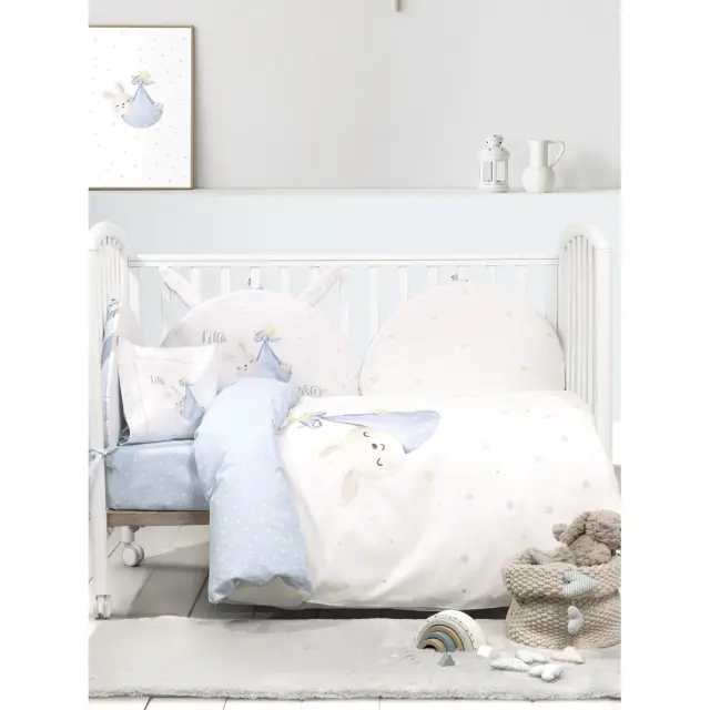 Πάντα Κούνιας 40x200 Nima Little Mister White-Ciel 100% βαμβακερό