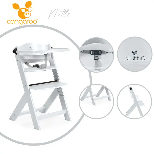 CANGAROO - Wooden high chair 2 in 1 Nuttle white - 3801005150946