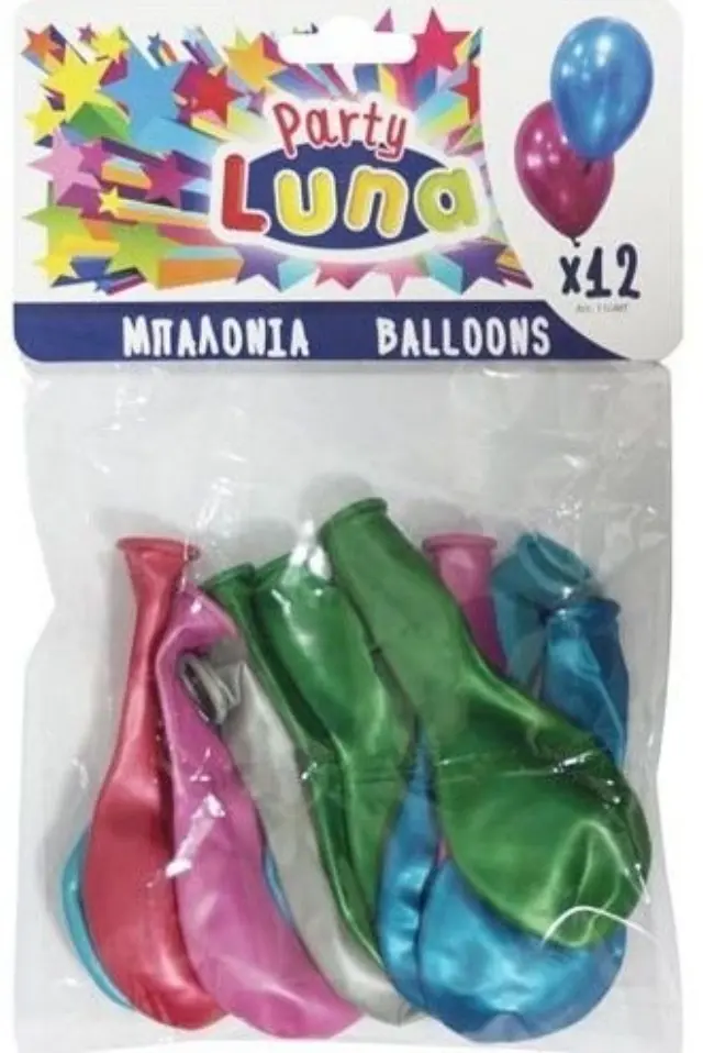 Luna Party Μπαλόνια Μεταλιζέ 12 Τμχ Σε Διάφορα Χρώματα (000088903)