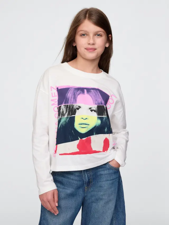Άσπρη Παιδική Boxy Graphic Μπλούζα New off white - XS