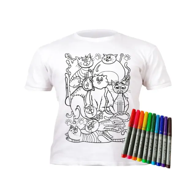 Splat Planet Πλενόμενο t-Shirt Ζωγραφικής με Μαρκαδόρους: Cats 5-6 ετών
