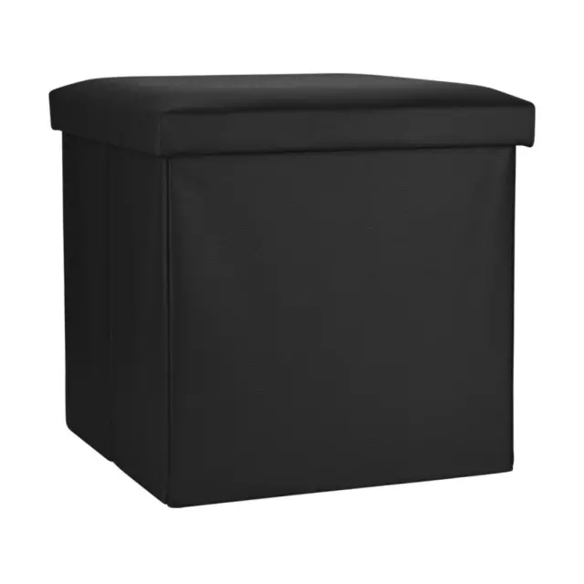 Estia Σκαμπό Cube Leather Με Αποθηκευτικό Χώρο Μαύρο