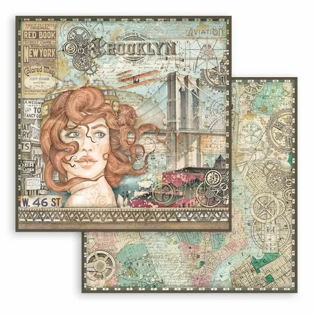 Χαρτί scrapbooking διπλής όψης 30x30cm Stamperia, Sir Vagabond Aviator, Lady