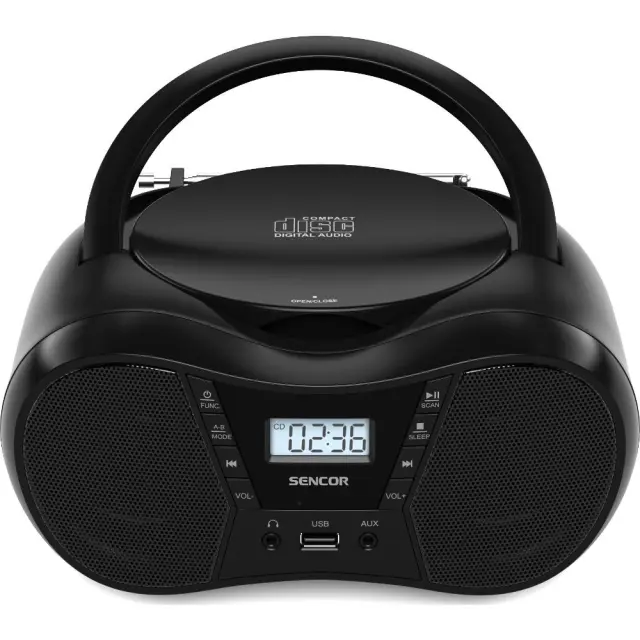 ΡαδιοCD Boombox Sencor SPT 2300 BK 4W με Bluetooth v5.1 CD USB 3.5mm και LCD Οθόνη Μαύρο 2