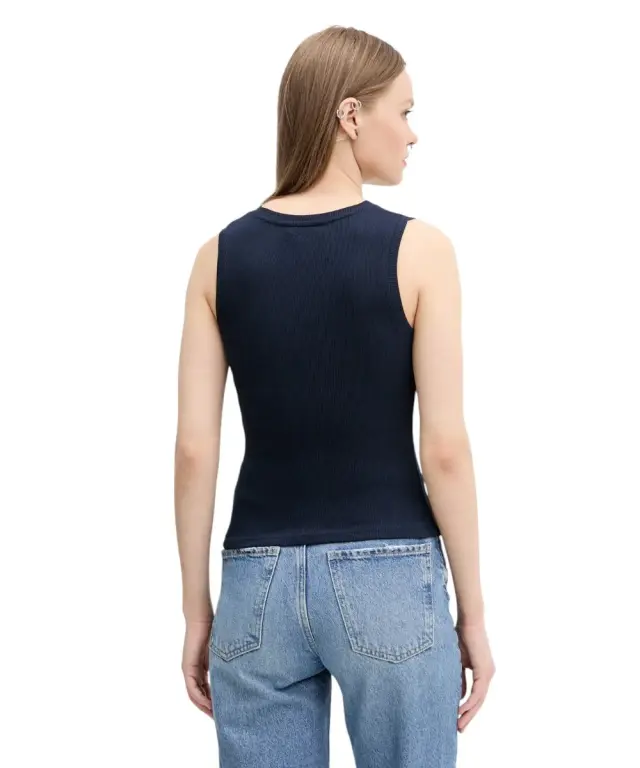 Tommy Hilfiger - Γυναικείο T-shirt Αμάνικο Slim Script Rib Tank DW0DW21369-C1G Μπλε Σκούρο - M 3