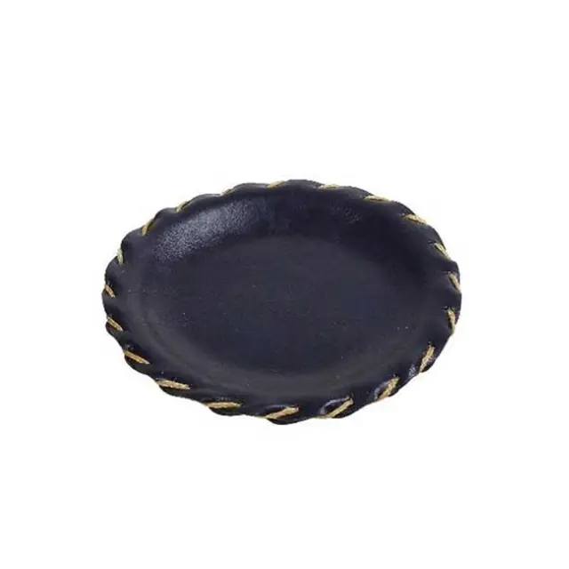 Σουβέρ Στρογγυλό από Δερματίνη Μπλε Navy 10.5cm σετ 3 τμχ Espiel LTB10K48-1